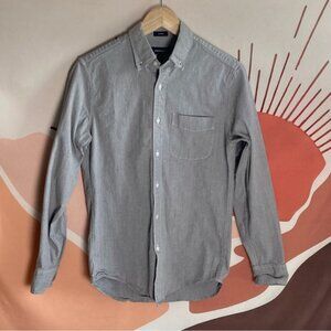 Jeans Womens XS Gray Button Up Shirt Denim Chambray Pocket Collar Classic